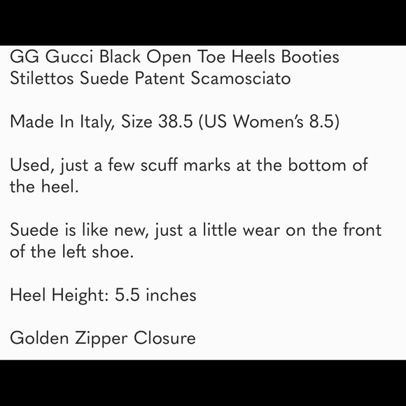 GG Gucci Black Open Toe Heels Suede Scamosciato - Picture 4 of 4